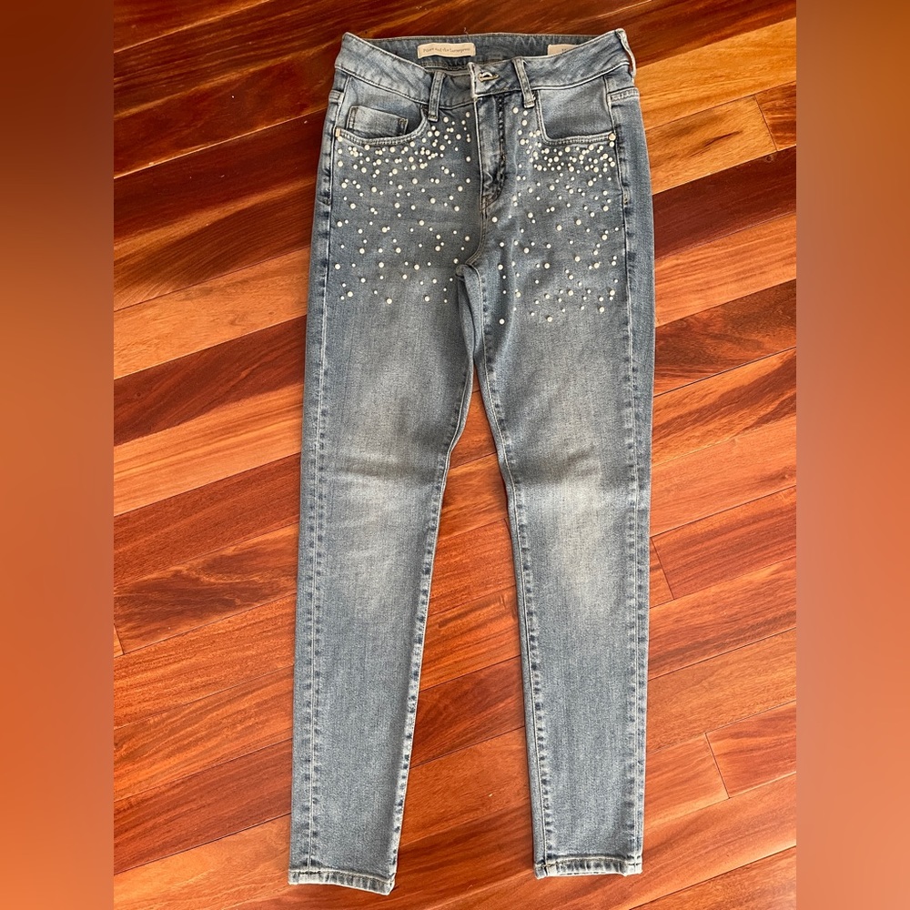 Woman’s Polero & Letterpress Jeans from Anthropologie size 27 EUC. PEARL accents